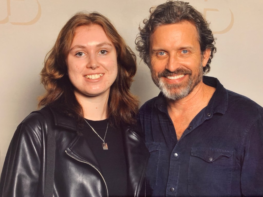 Author posing with Rob Benedict