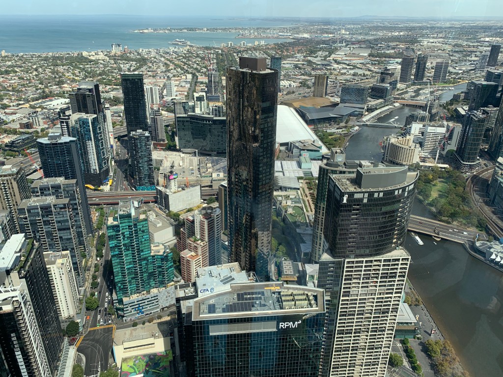 view of city and Yarra river from observation tower