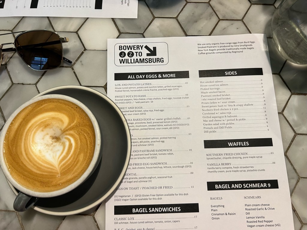 Café menu and latte