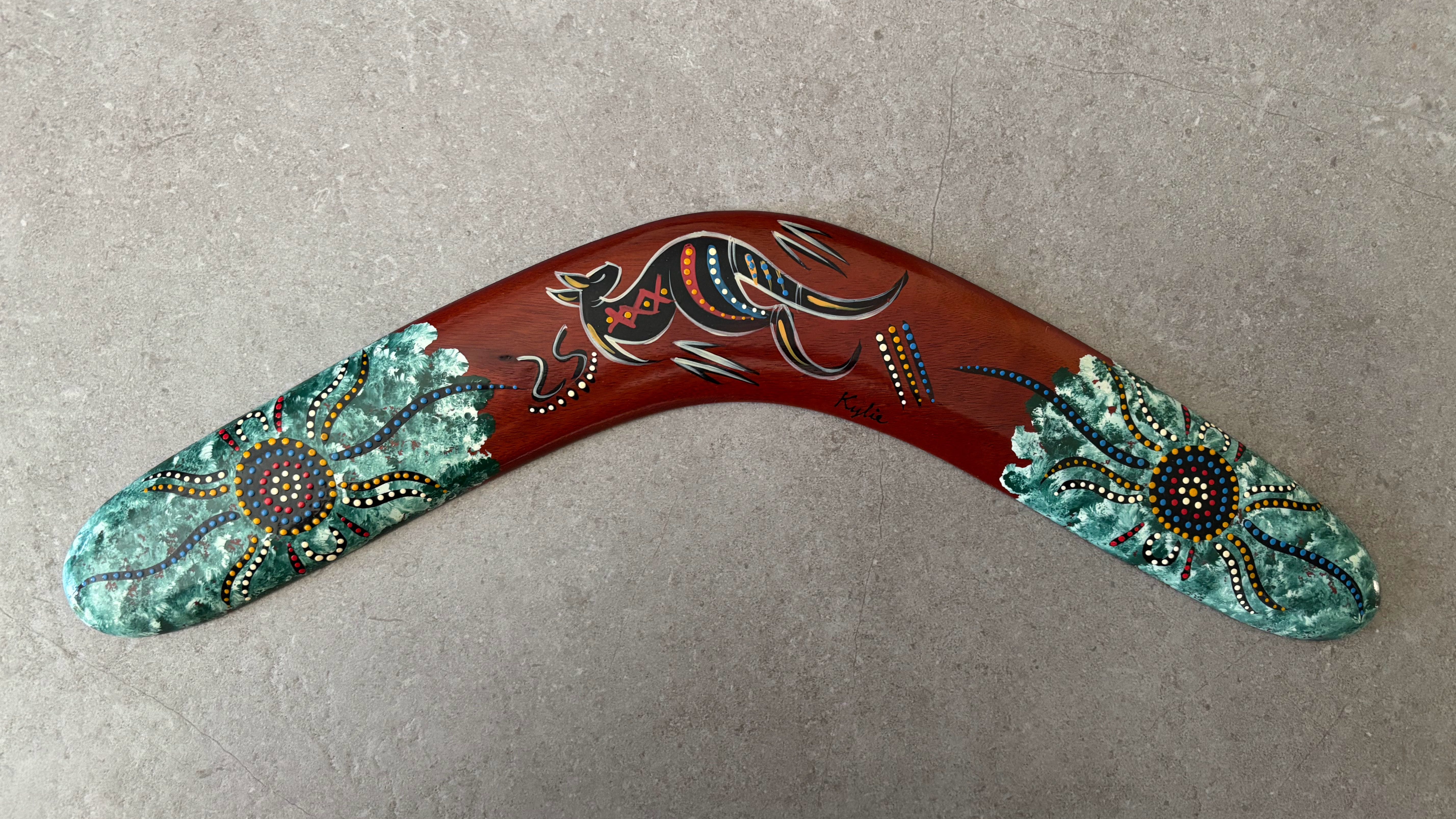 Aboriginal Australian painted boomerang 