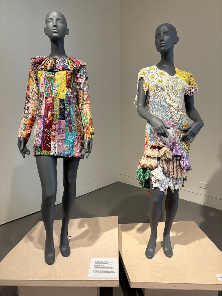 abstract dresses on show in art gallery