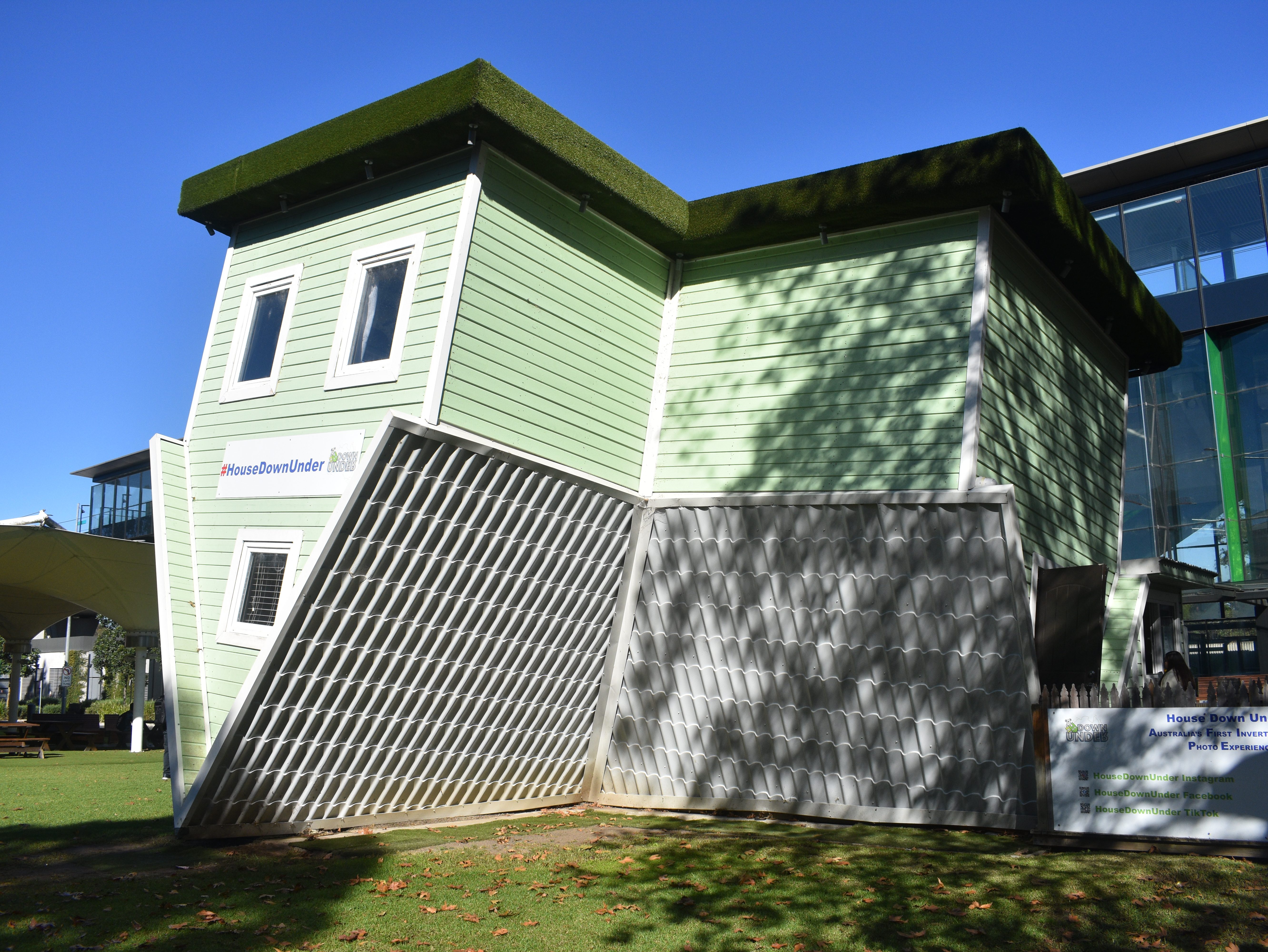 green upside down house