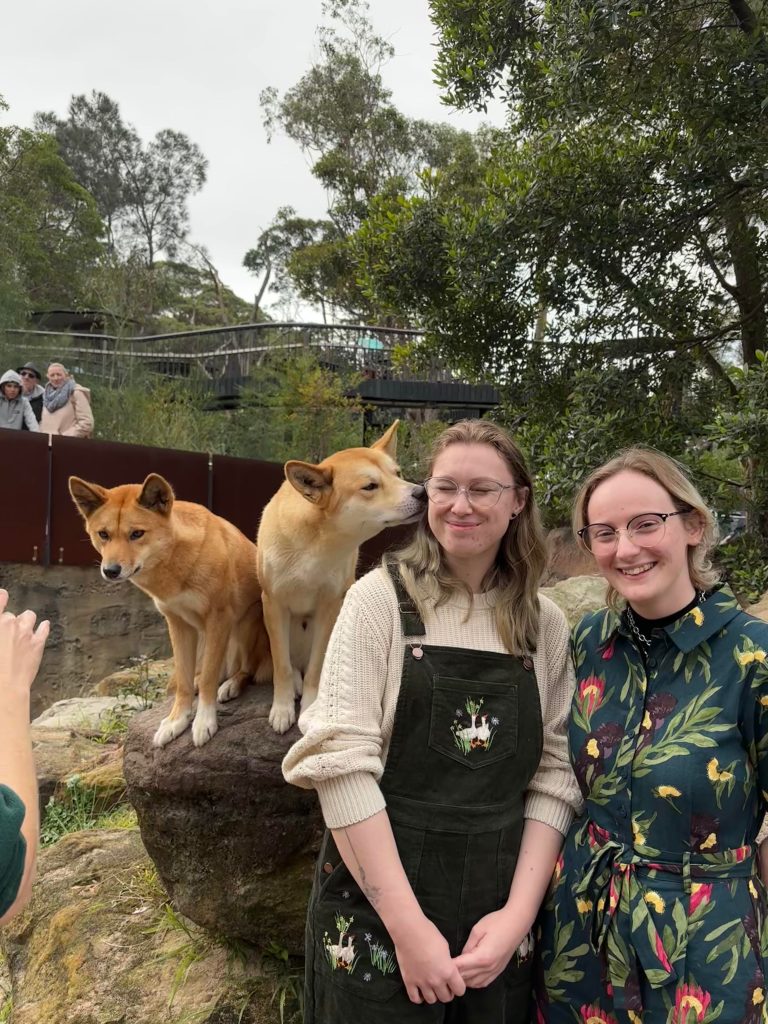 author and friend with Taronga Zoo's dingo